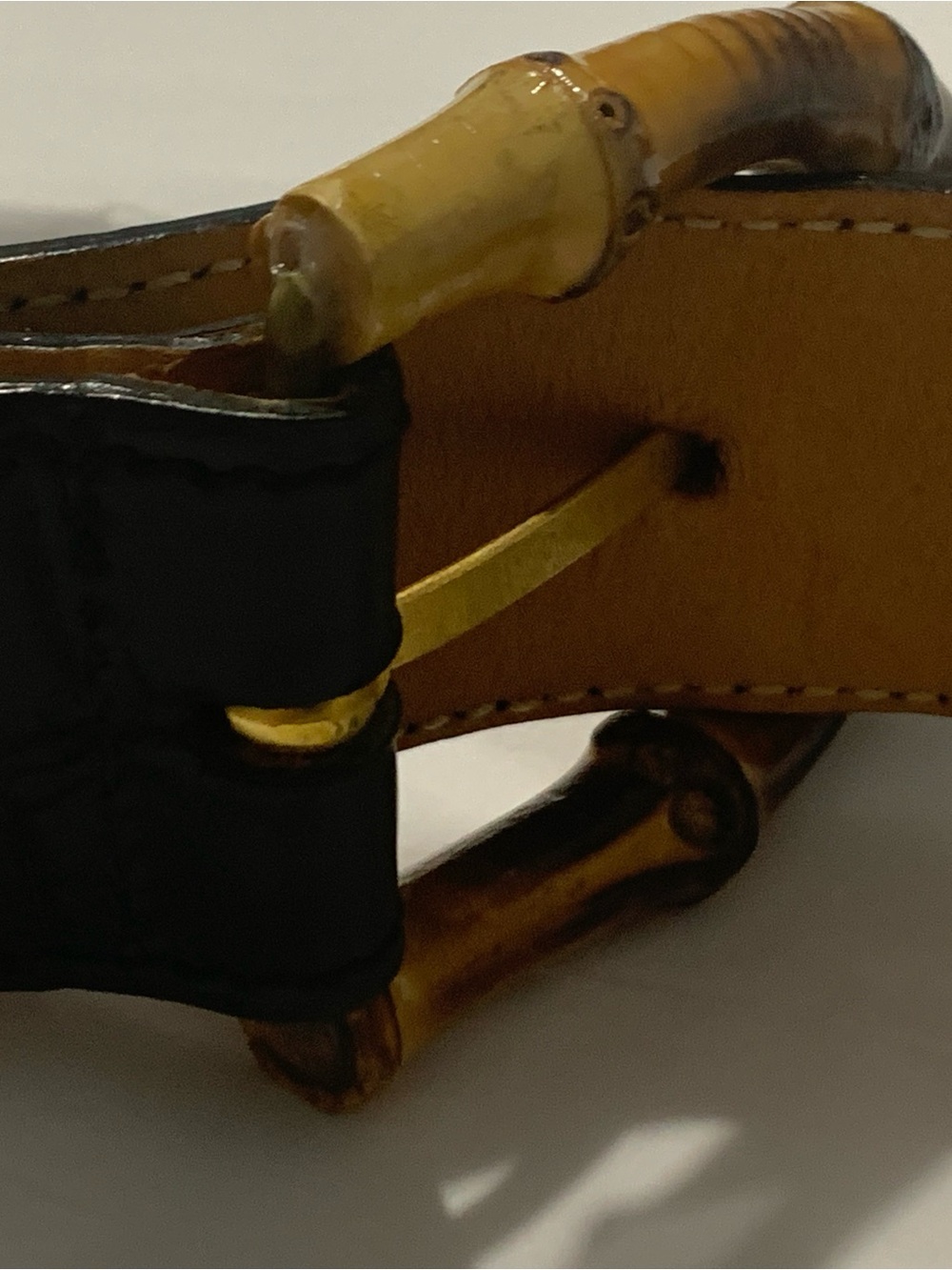 Harold's Powell Black Leather Belt with Bamboo-Style Buckle - Picture 5 of 16